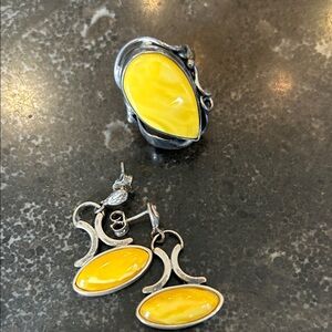 Artisan Silver Ring with Yellow Stone